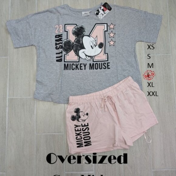 NWT Disney Women’s Teens Cute Mickey Print  Pj's Short Sets Super soft Comfy Pjs - Picture 1 of 1